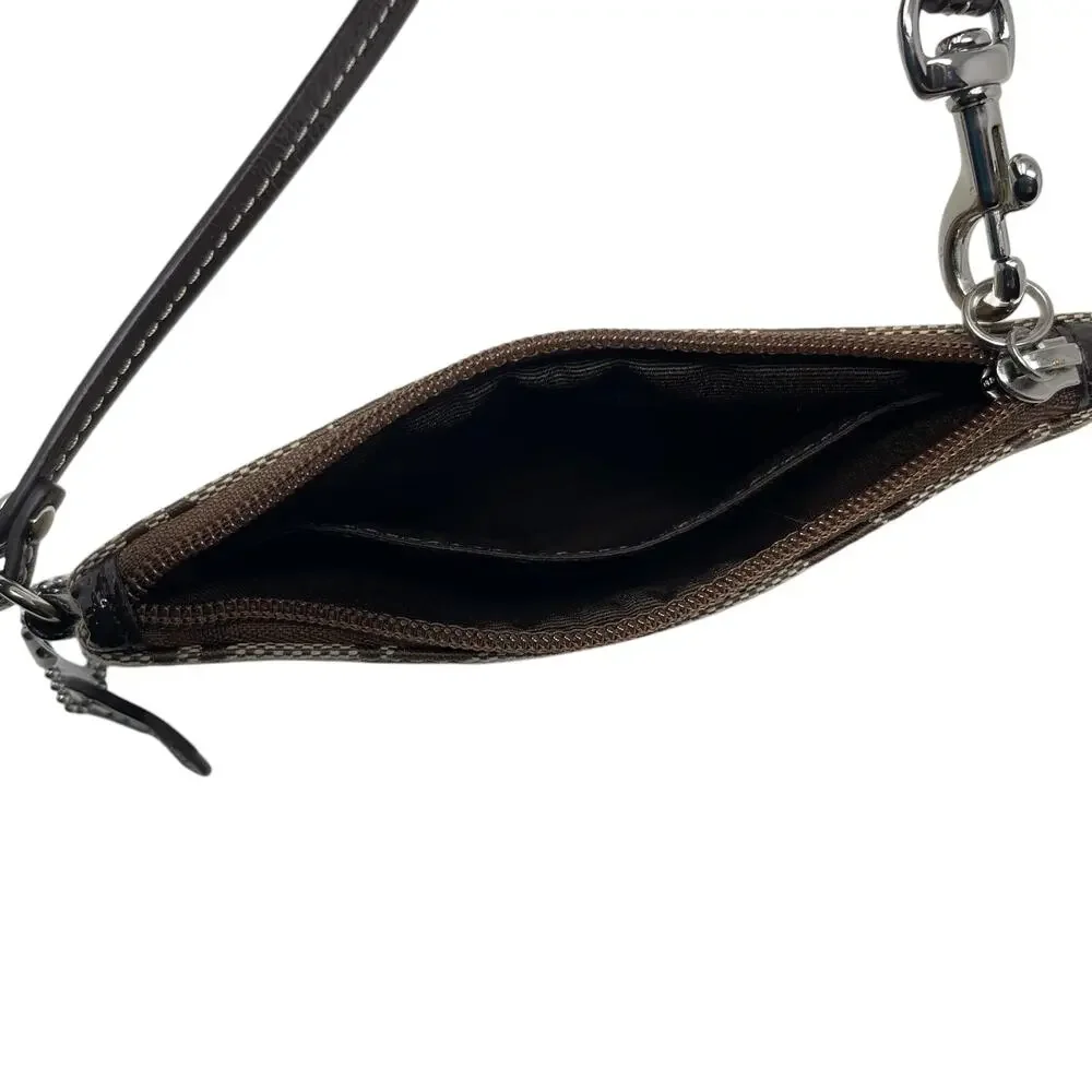 NWT COACH Signature Stripe Jacquard/Leather Wristlet - F47790 - Picture 6 of 7